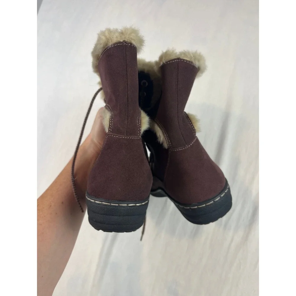 Aetrex Berries BB168W Burgundy Leather Faux Fur Winter Boots Womens 9-9.5 EU 40